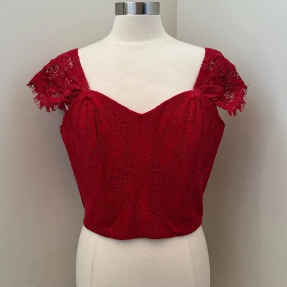 La Femme En Noir Southern Gothic Bustier Top in Crimson 2XL New With Tags - Picture 3 of 9